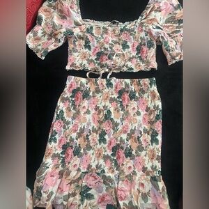 Floral 2 piece skirt set